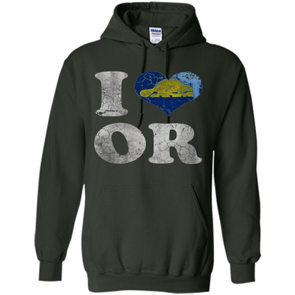 I Love Oregon T-shirt American States T-shirt Forest Green