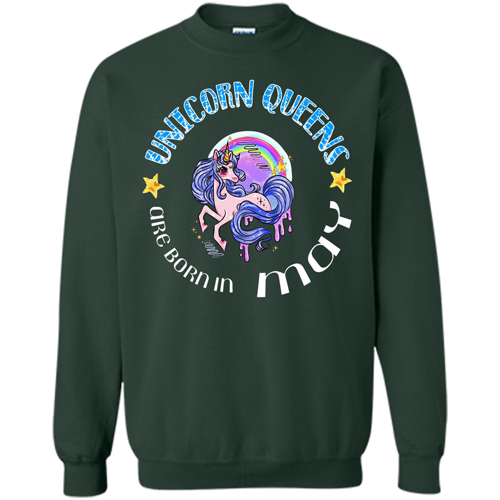 May Unicorn T-shirt Unicorn Queens Are Born May Forest Green