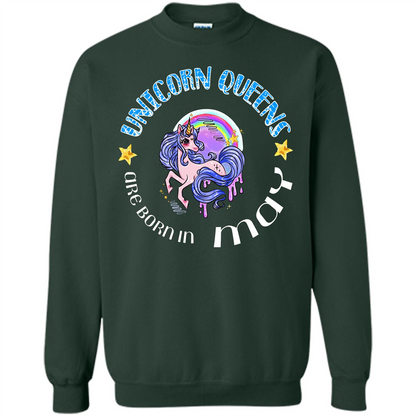 May Unicorn T-shirt Unicorn Queens Are Born May Forest Green