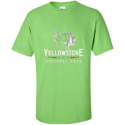 Yellowstone National Park Wyoming Buffalo T-shirt Lime