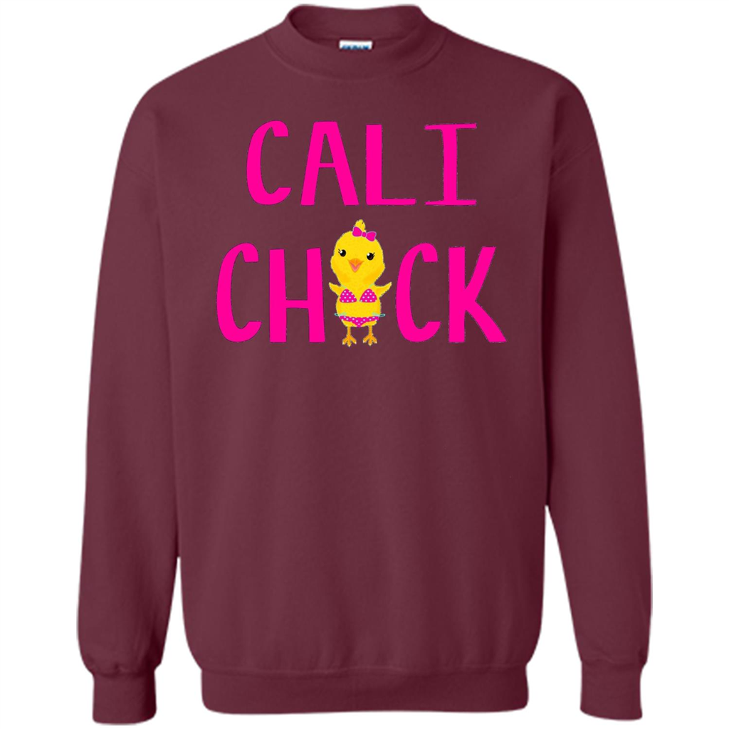 Cali Chick Cute Bikini Yellow Bird Funny T-shirt Maroon