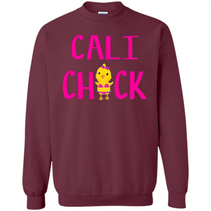 Cali Chick Cute Bikini Yellow Bird Funny T-shirt Maroon