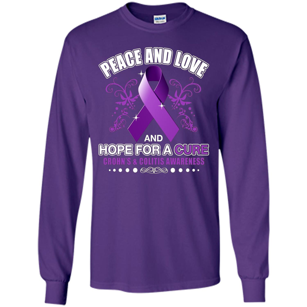 Peace And Love And Hope For A Cure Crohn's and Colitis Awareness T-shirt