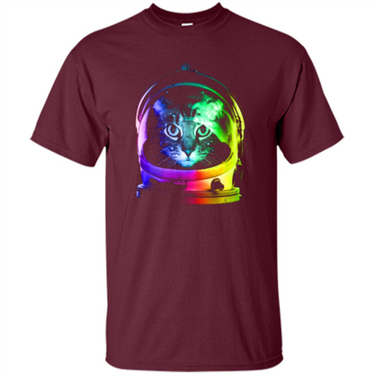 Astronaut Cat T-shirt Maroon
