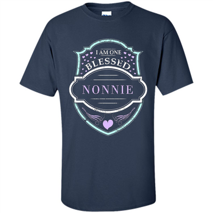 Grandma T-shirt I Am One Blessed Nonnie Navy