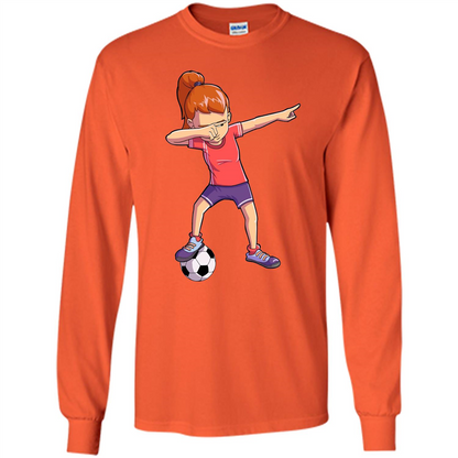Dabbing Soccer Girl T-shirt Dab Dance T-shirt Orange