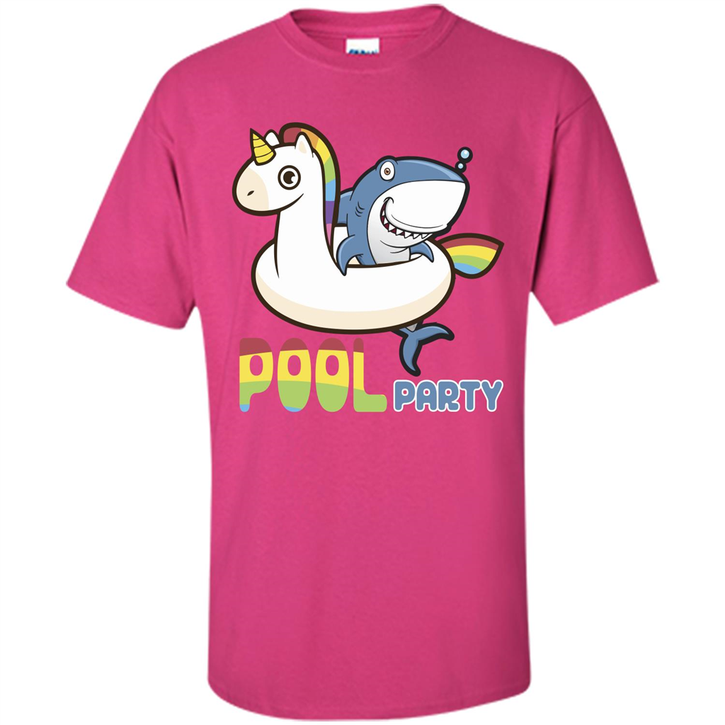 Pool Party T-shirt Unicorn Float Funny Shark Heliconia