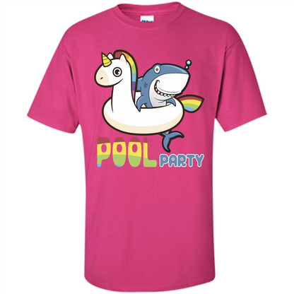 Pool Party T-shirt Unicorn Float Funny Shark Heliconia
