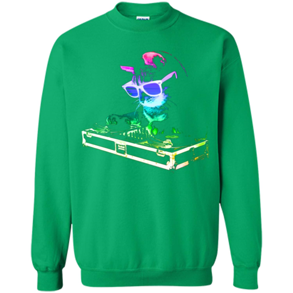 Cat Lover T-shirt House Cat Rainbow DJ Kitty Irish Green