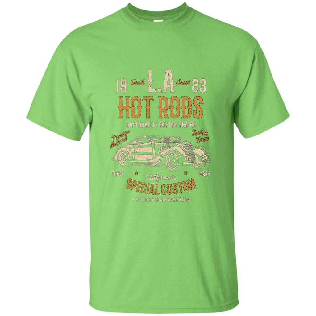 L.A. Hot Rods Classic Car T-shirt T-shirt Lime