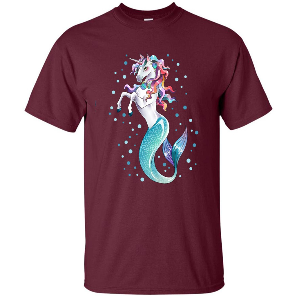 Unicorn Mermaid Mermicorn Cute T-Shirt Maroon