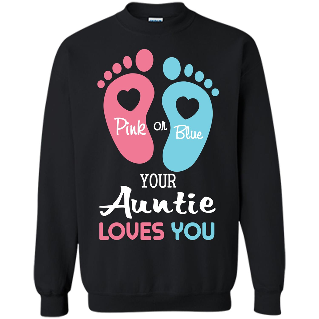 Baby T-shirt Pink Or Blue Your Auntie Loves You Black