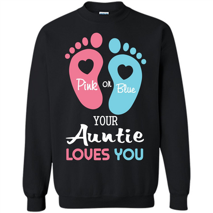 Baby T-shirt Pink Or Blue Your Auntie Loves You Black