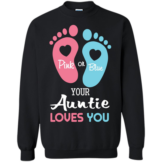 Baby T-shirt Pink Or Blue Your Auntie Loves You Black