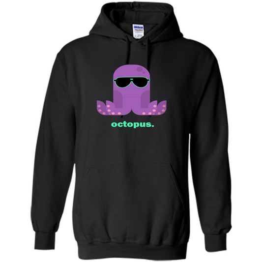 Sunglasses Hipster Squid T-shirt Sea Animals Octopus T-Shirt Black