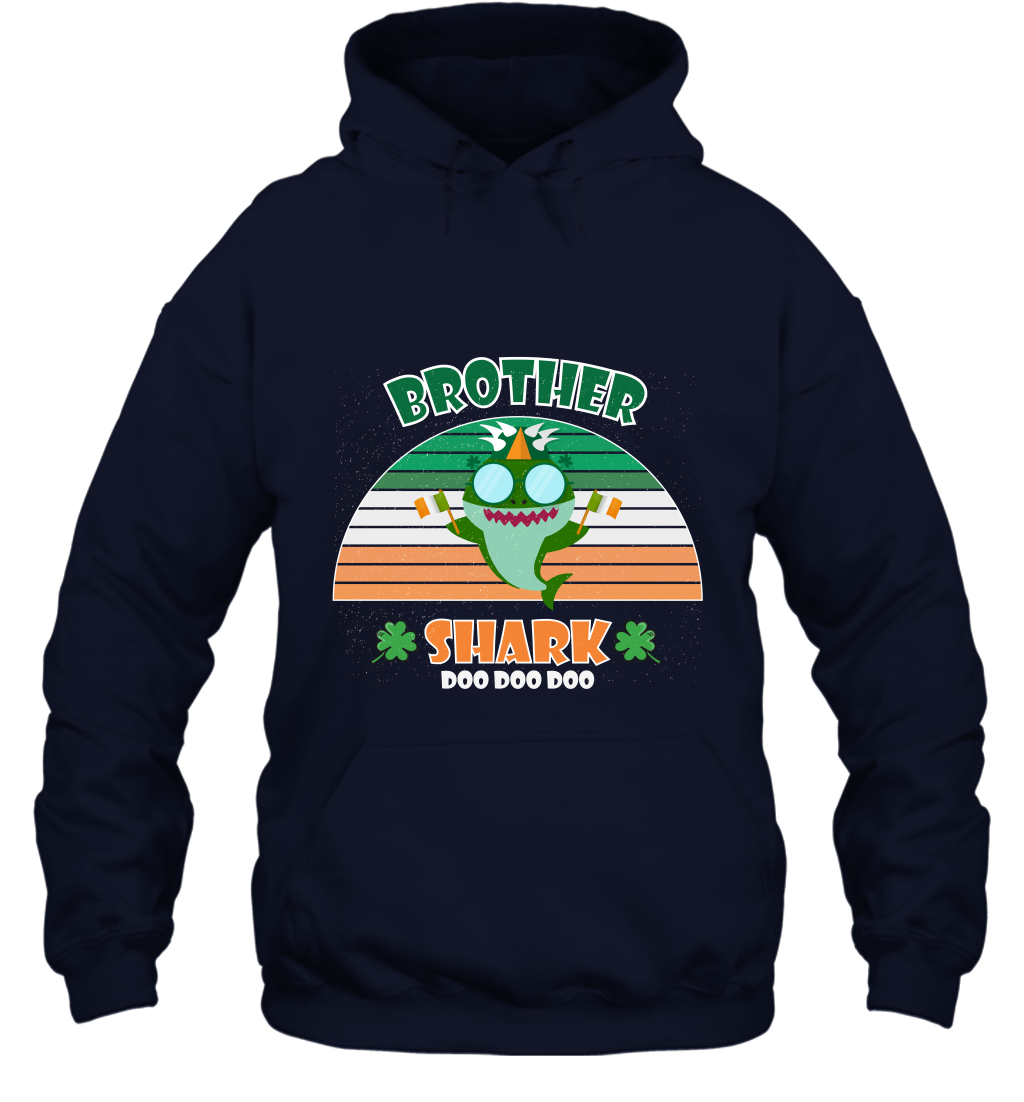 Irish Brother Shark Saint Patricks Day Family Shirt Hoodie Navy