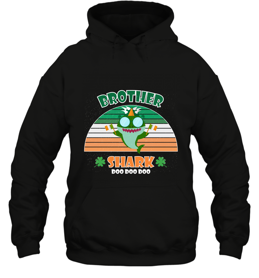 Irish Brother Shark Saint Patricks Day Family Shirt Hoodie Black