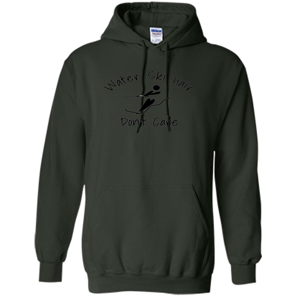 Water Ski Messy Hair Don't Care T-shirt Forest Green