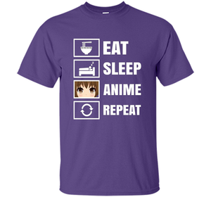 Eat Sleep Anime Repeart T-Shirt Funny Anime Geek cool shirt