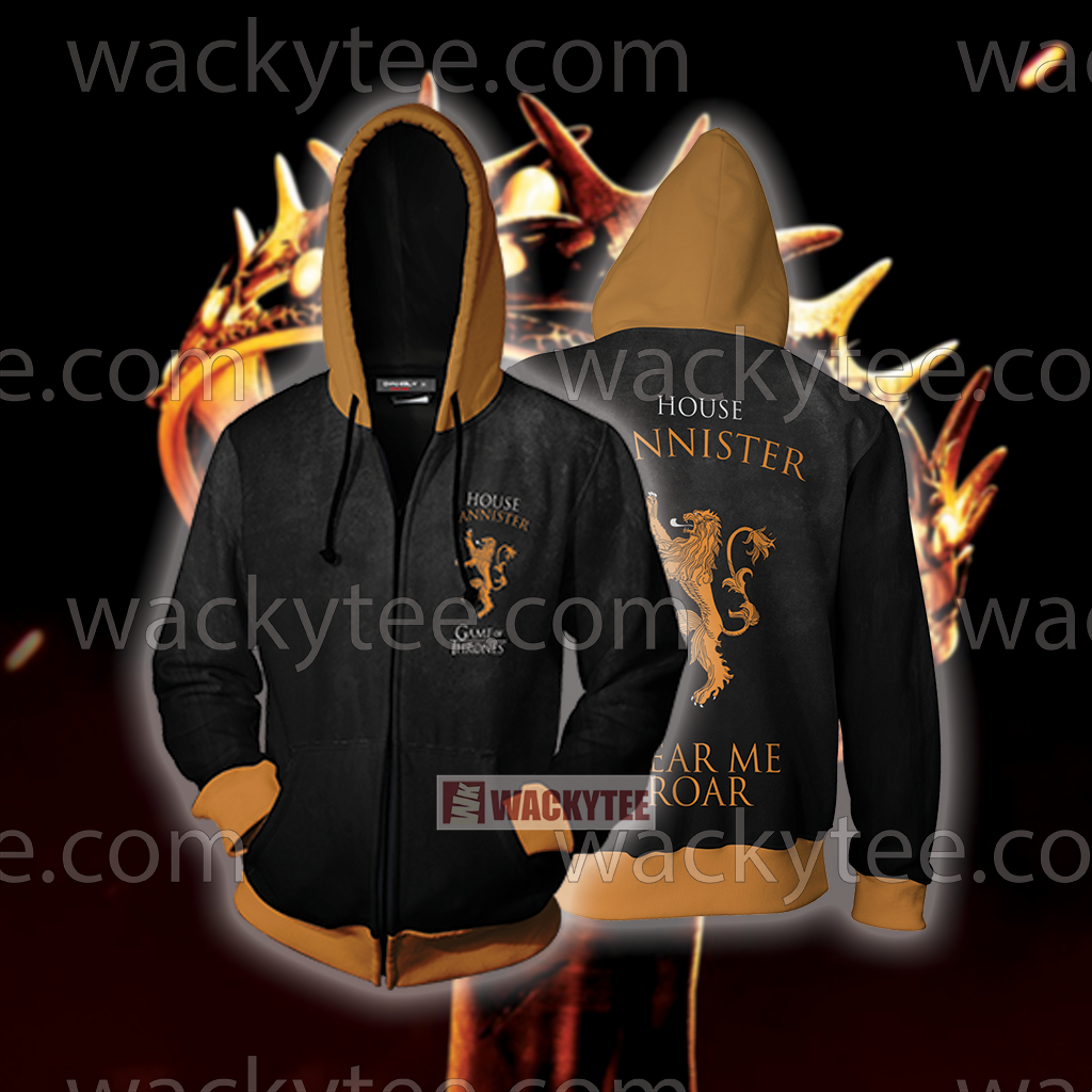House Lannister Game Of Thrones Hear Me Roar New Zip Up Hoodie 4XL