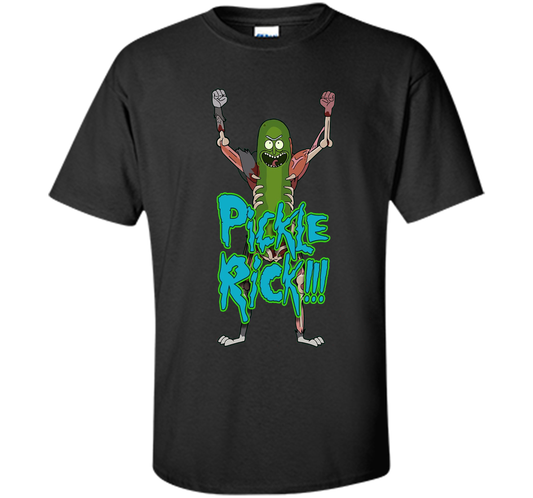 Pickle Funny Rick T-shirt cool shirt Black