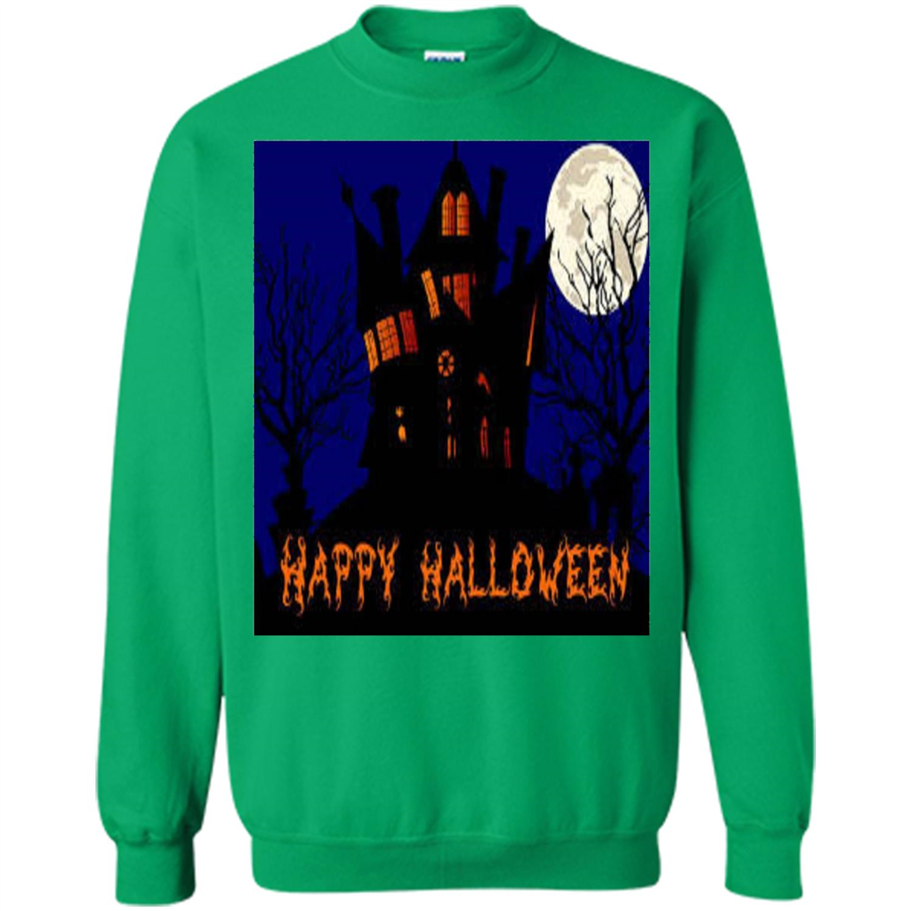 Happy Halloween T-shirt Haunted House Irish Green