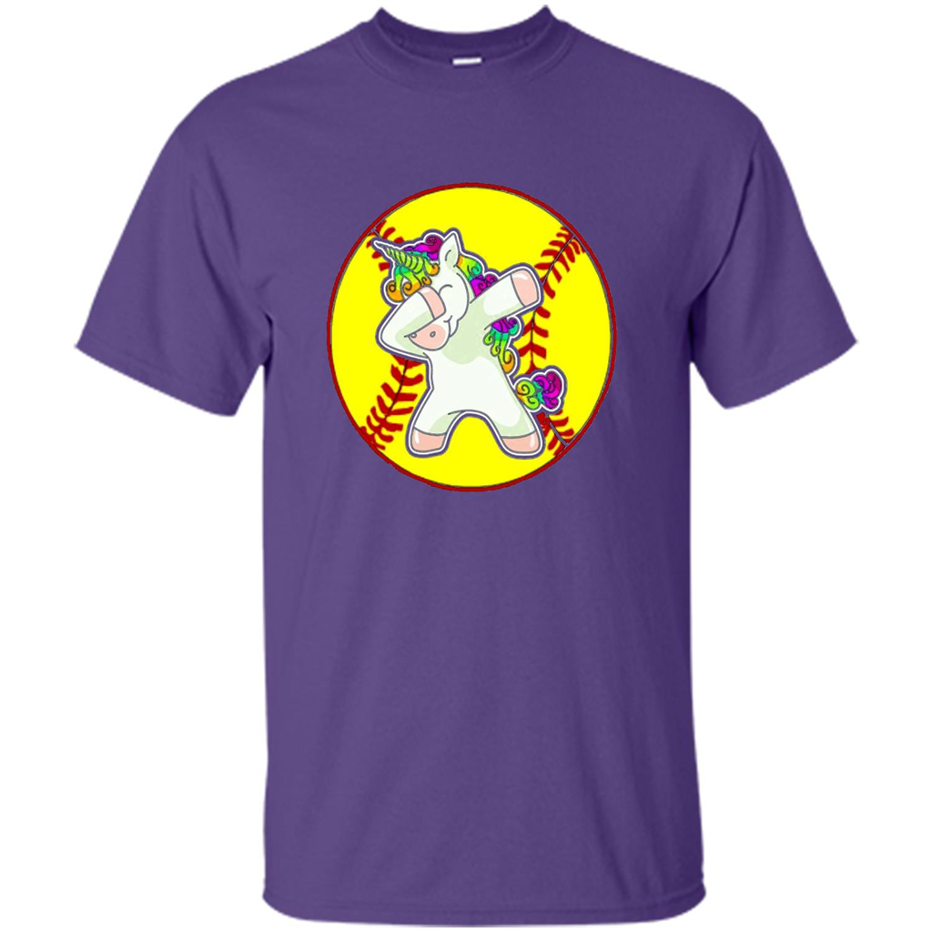 Unicorn Dabbing Softball T-shirt Purple
