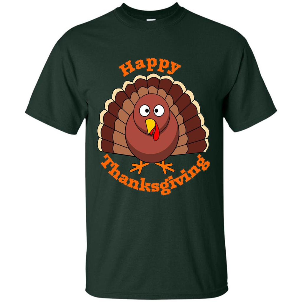 Happy Thanksgiving With Turkey T-shirt Forest Green