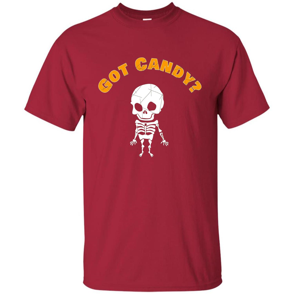 Cute Skeleton Asking For Candy Halloween T-shirt Cardinal
