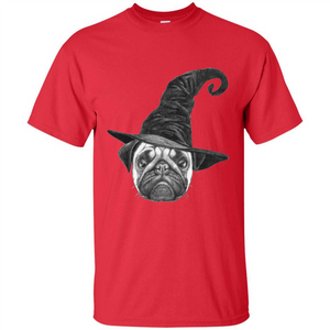 Pug Lover T-shirt Pug In Witch Hat Halloween T-Shirt