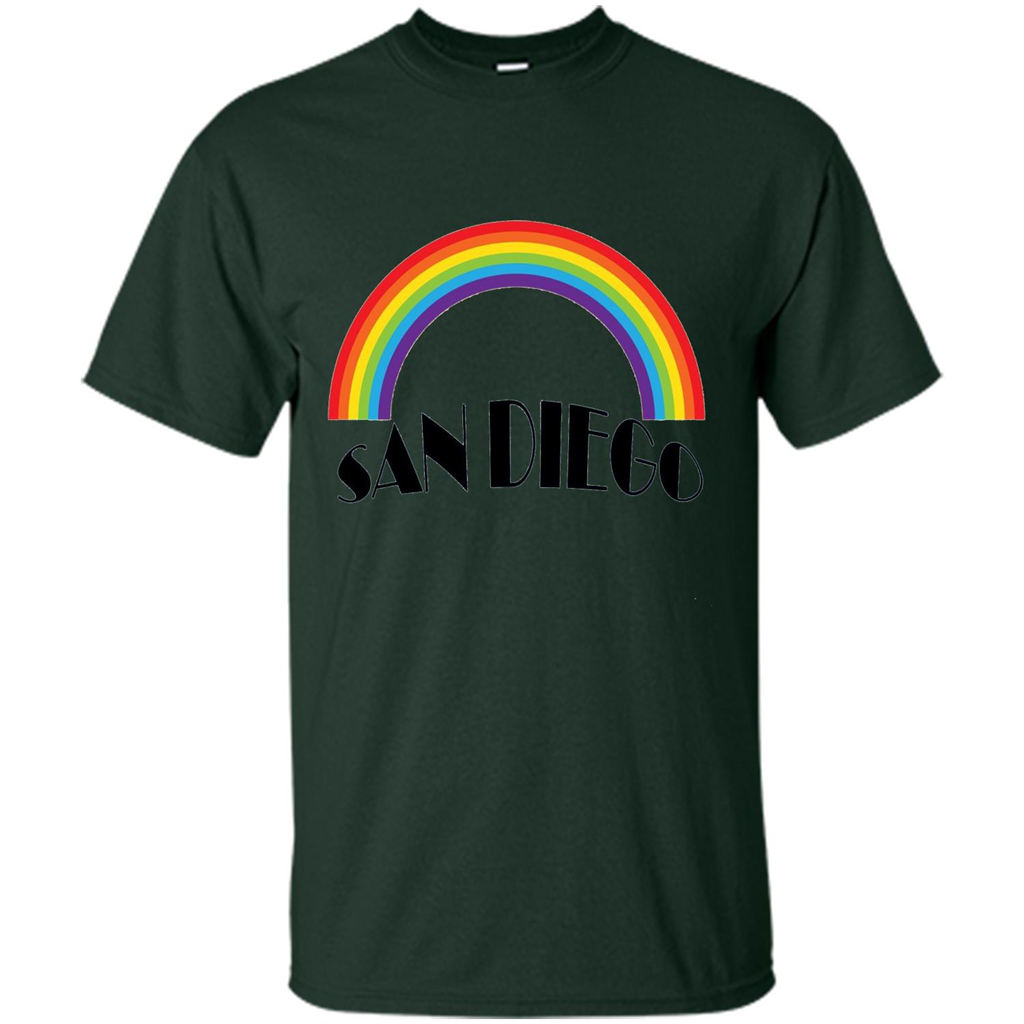 LGBTQ. San Diego LGBT Pride Rainbow T-shirt Forest Green