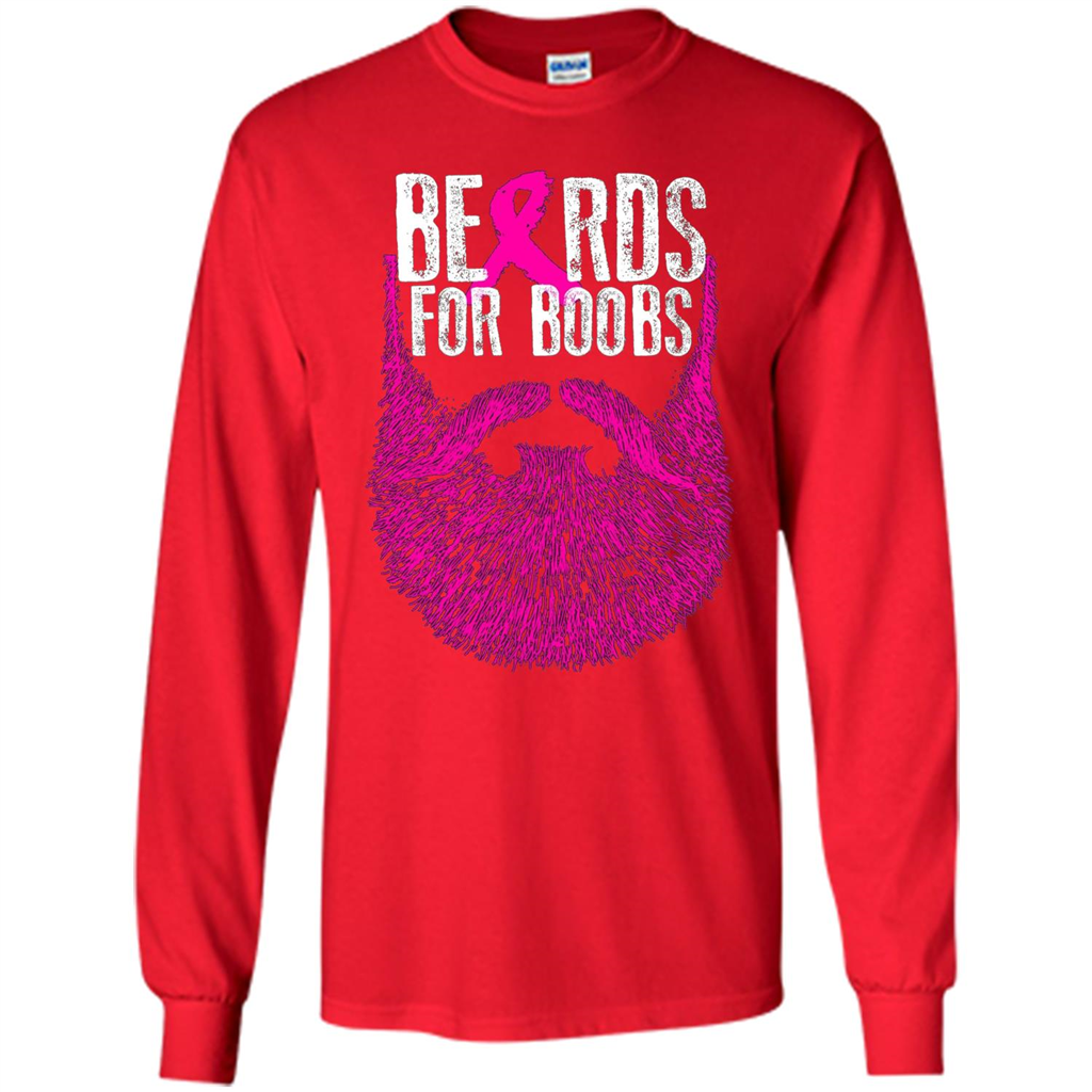 Beards For Boobs T-shirt Cancer Awareness T-shirt Red