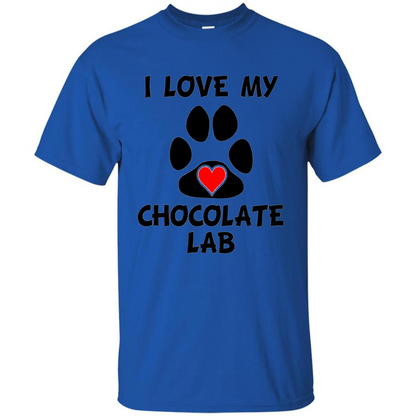 I Love My Chocolate Lab Paw T-shirt Heart Dog Owner T-Shirt Royal