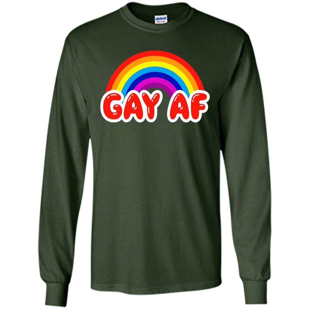 LGBTQ Pride T-shirt Gay AF Funny Gay Flag Rainbow Colors LGBTQ Pride Forest Green