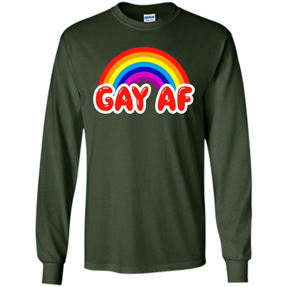 LGBTQ Pride T-shirt Gay AF Funny Gay Flag Rainbow Colors LGBTQ Pride Forest Green