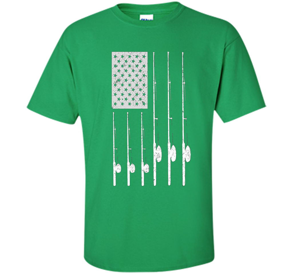 Patriotic Fishing T-Shirt with American USA Flag Great Gift shirt Irish Green