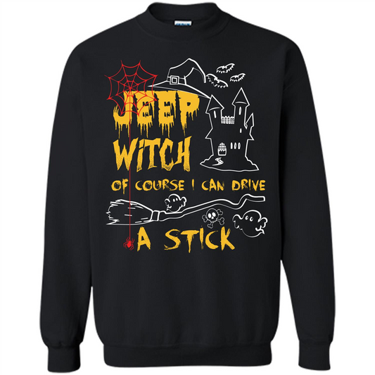 Halloween T-shirt Jeep Witch Of Course I Can Drive A Stick T-shirt Black