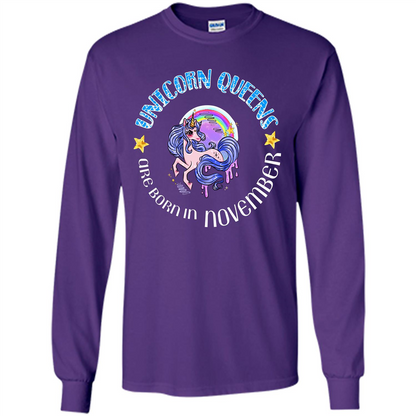 November Unicorn T-shirt Unicorn Queens Are Born November Purple