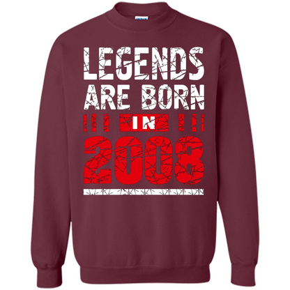 Birthday Gift T-shirt Legends Are Born In 2008 T-shirt Maroon