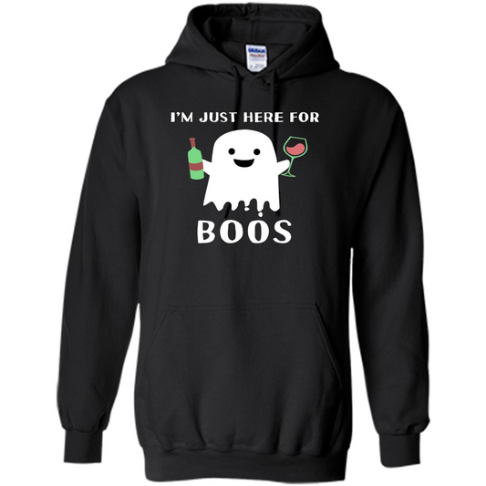 I'm Just Here For Boos T-shirt Funny Halloween Wine for Adults Black