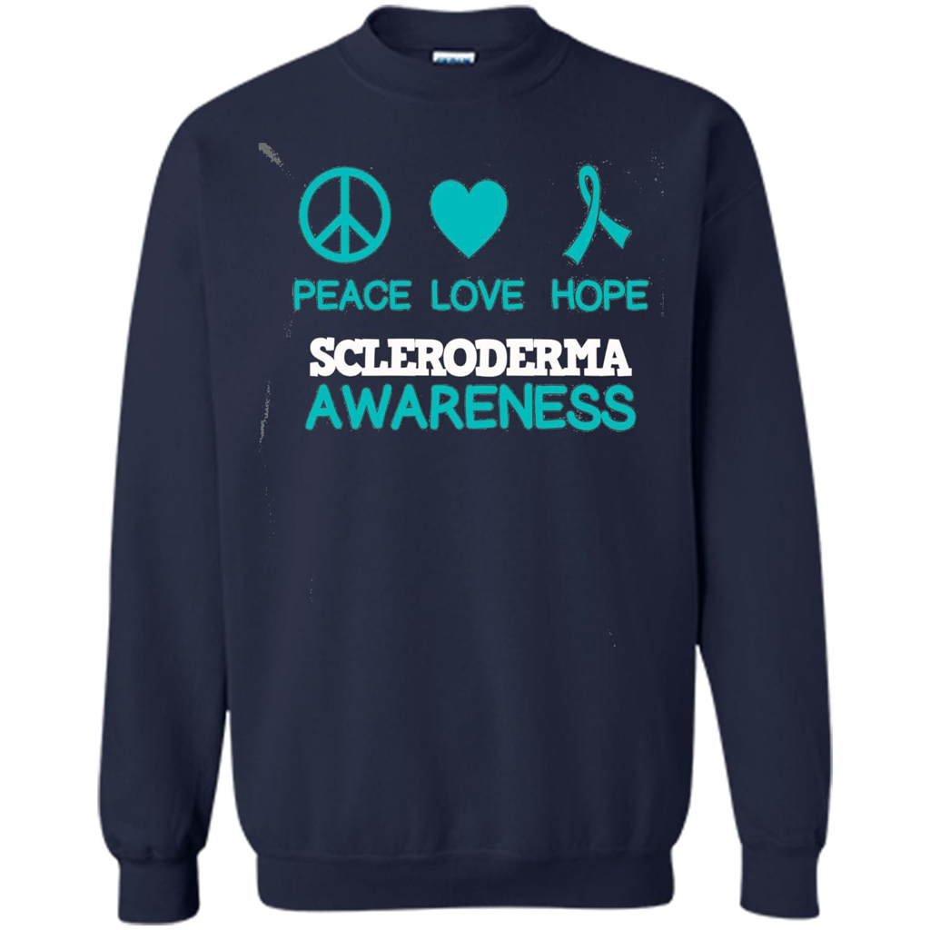 Scleroderma Awareness Ribbon Support T-shirt Peace Love Hope T-shirt Navy
