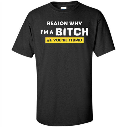 Funny T-shirt Reason Why I'm A Bitch, You're Stupid Black