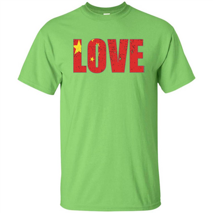 I Love China Flag T-shirt Lime