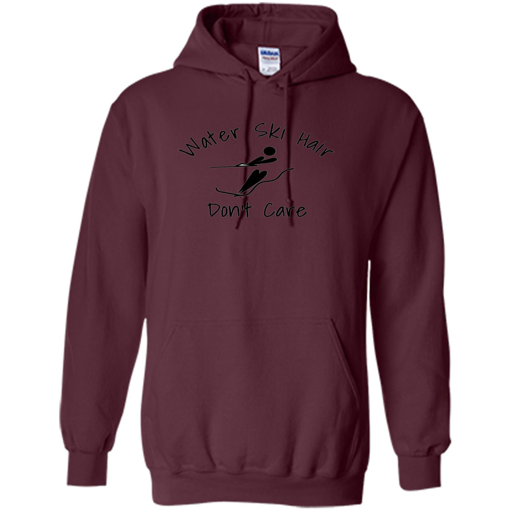 Water Ski Messy Hair Don't Care T-shirt Maroon