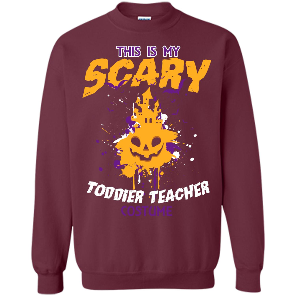 Halloween T-shirt This Is My Scary Toddier Teacher Costume T-shirt Maroon