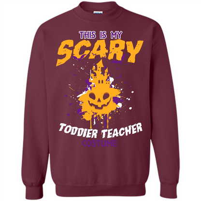 Halloween T-shirt This Is My Scary Toddier Teacher Costume T-shirt Maroon