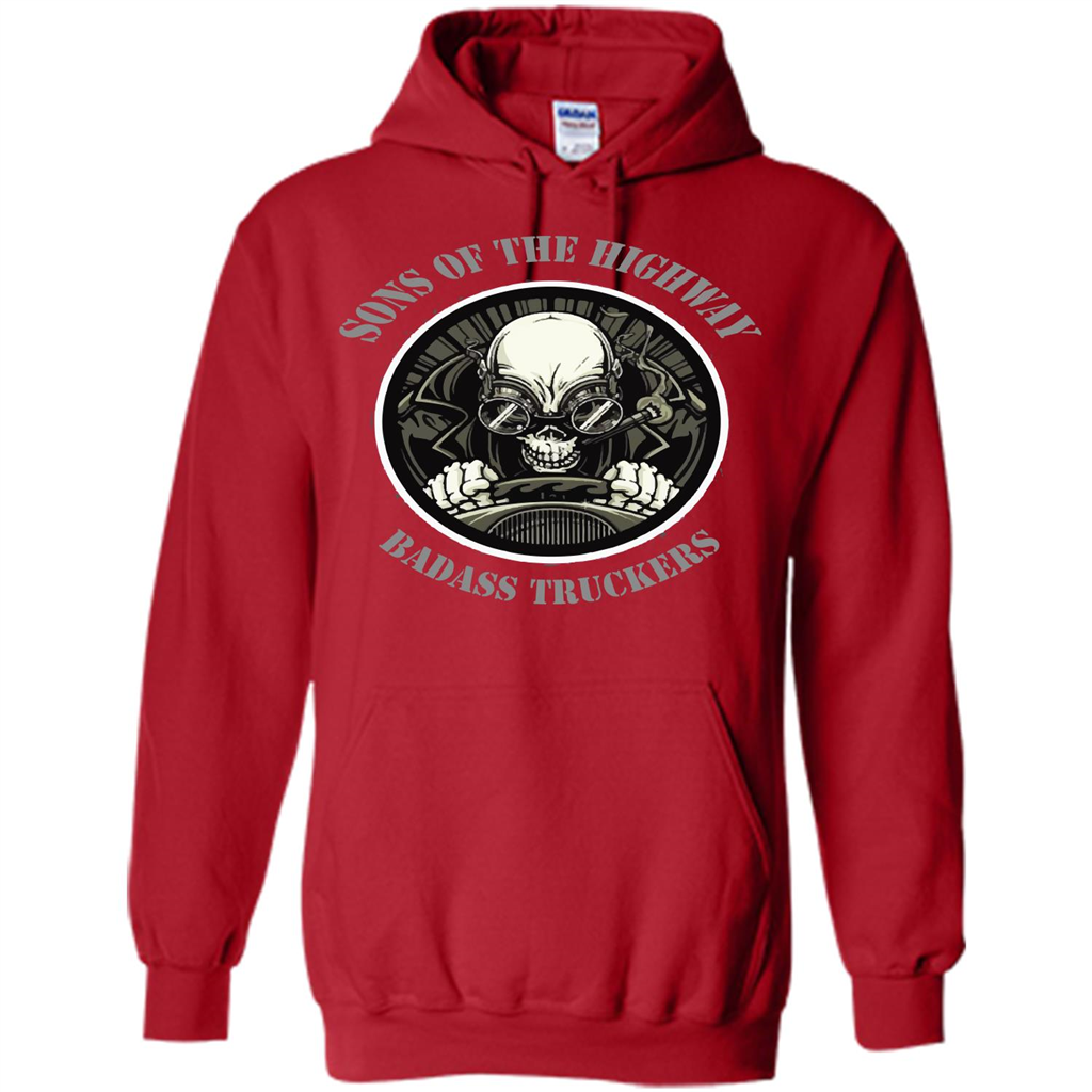 Trucker T-shirt Sons Of The Highway Badass Truckers T-shirt Red