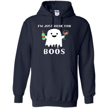 I'm Just Here For Boos T-shirt Funny Halloween Wine for Adults Navy