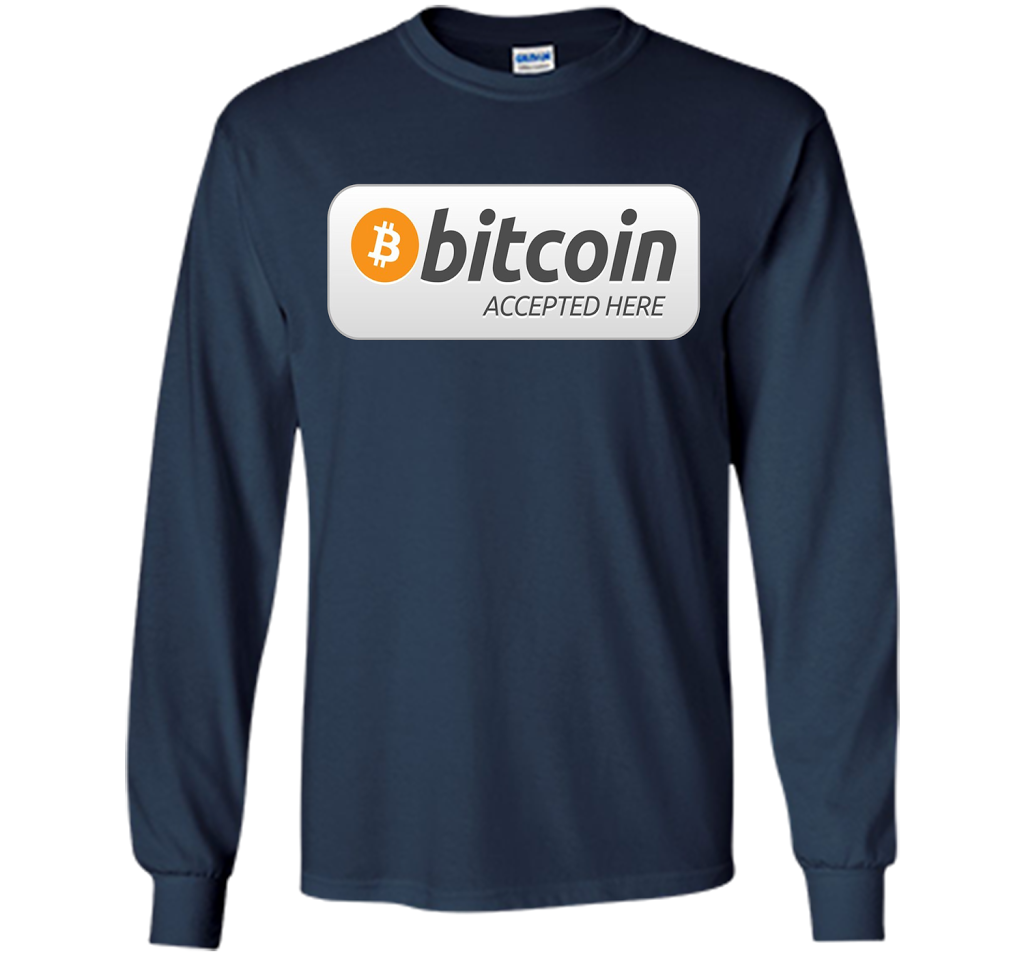 Bitcoin Accepted Here BTC Cryptocurrency T-shirt Navy