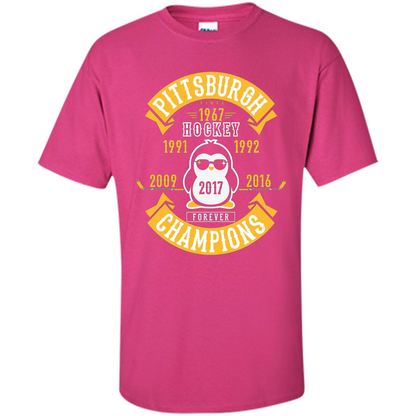 Pittsburgh Hockey 5 Times Cup Champions Cool Penguin T-shirt Heliconia